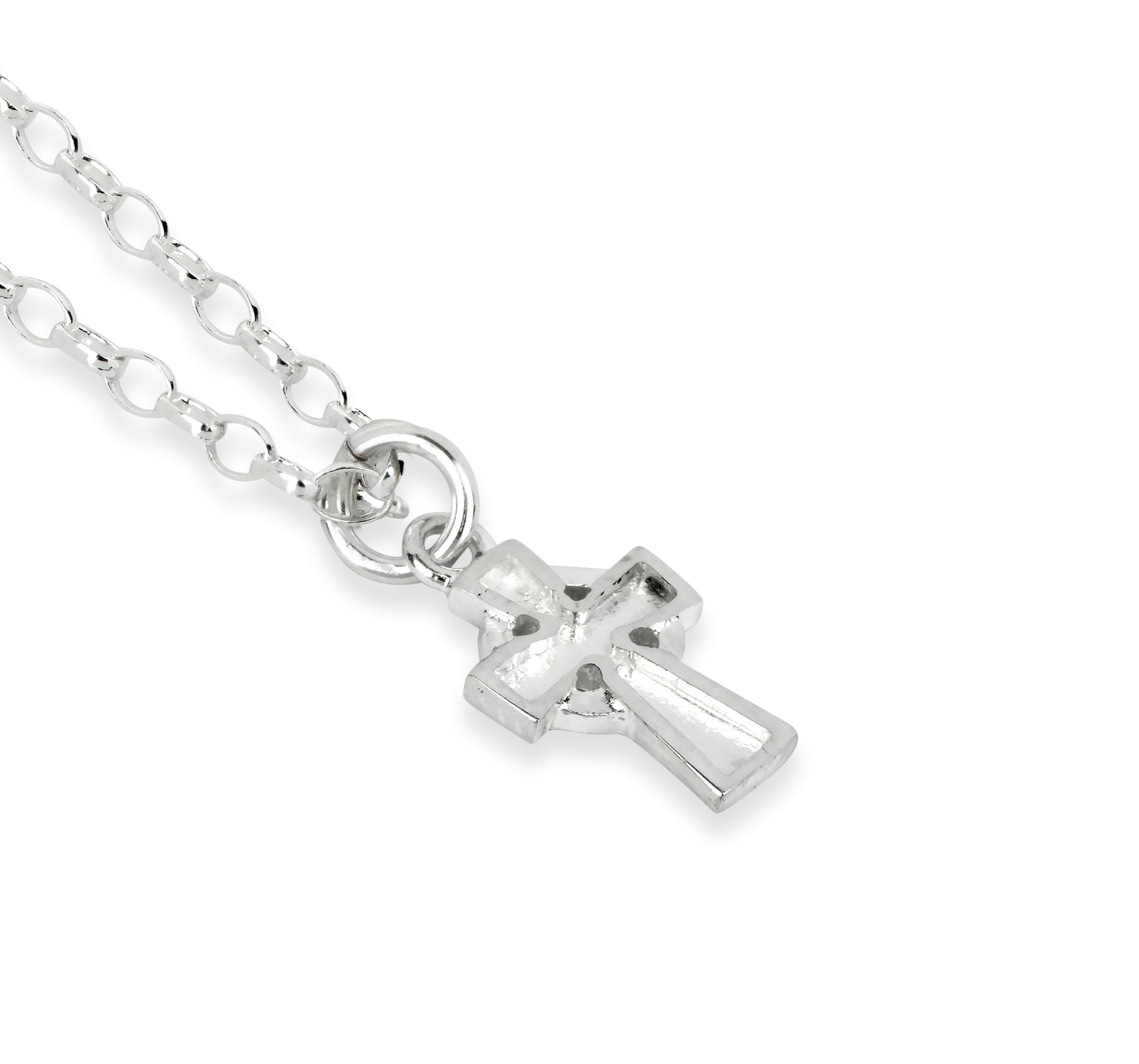 Sterling Silver Celtic Cross Charm by Aurora Jewellery Orkney on a a white background