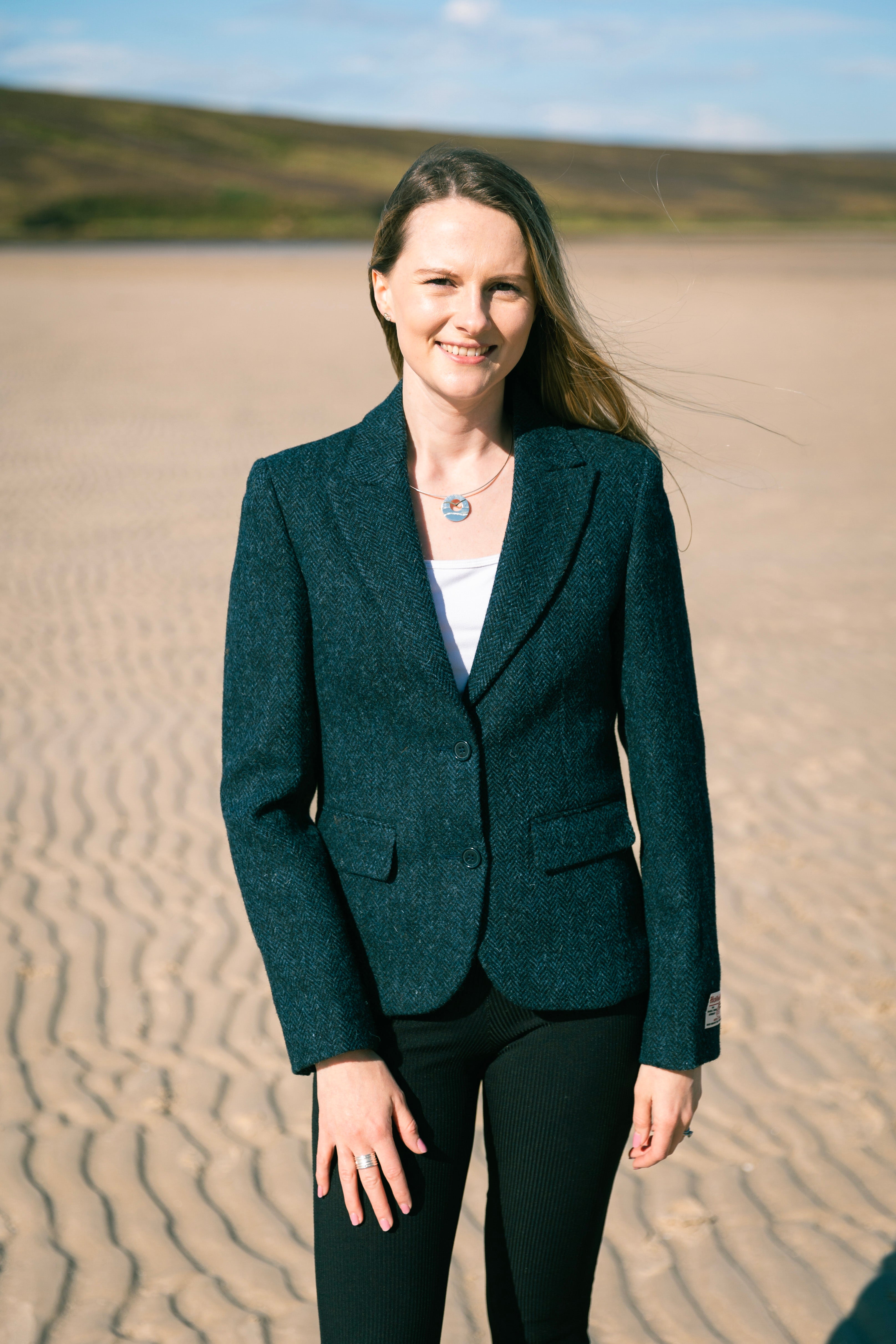 Bucktrout Ladies Tammy Jacket – Blue Herringbone – Aurora Orkney