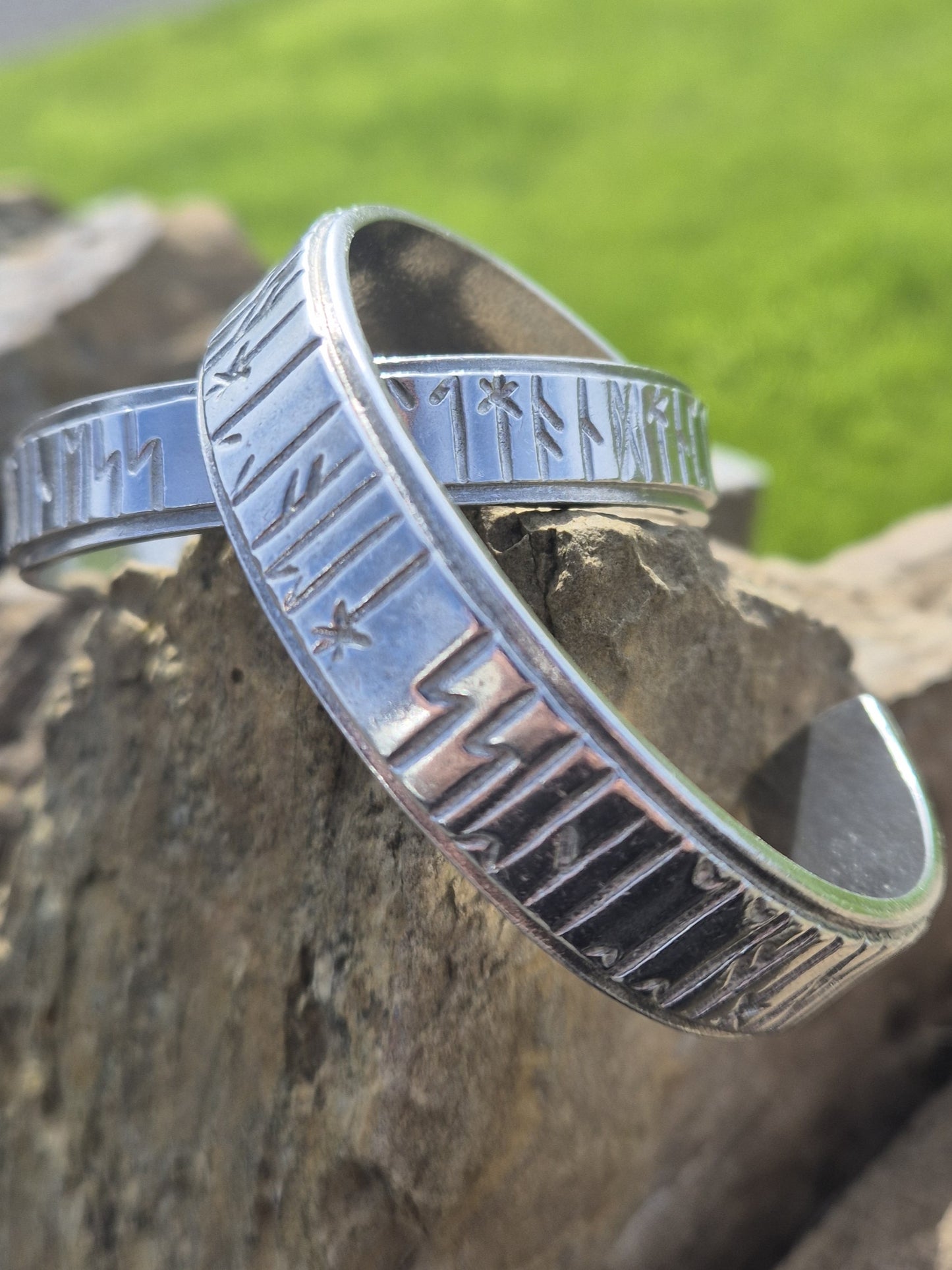 Runic Pewter Bangle Wide