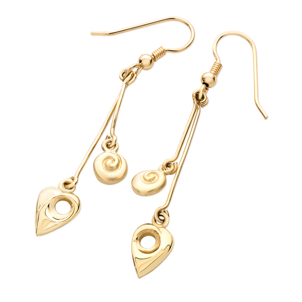 Gold Crest Drop Earrings , by Aurora Orkney Jewellery, Scotland
