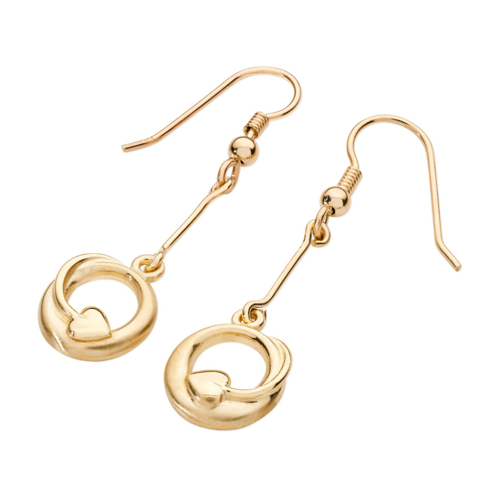 Gold Cherish Drop Earrings  - Aurora Orkney Jewellery, Scotland