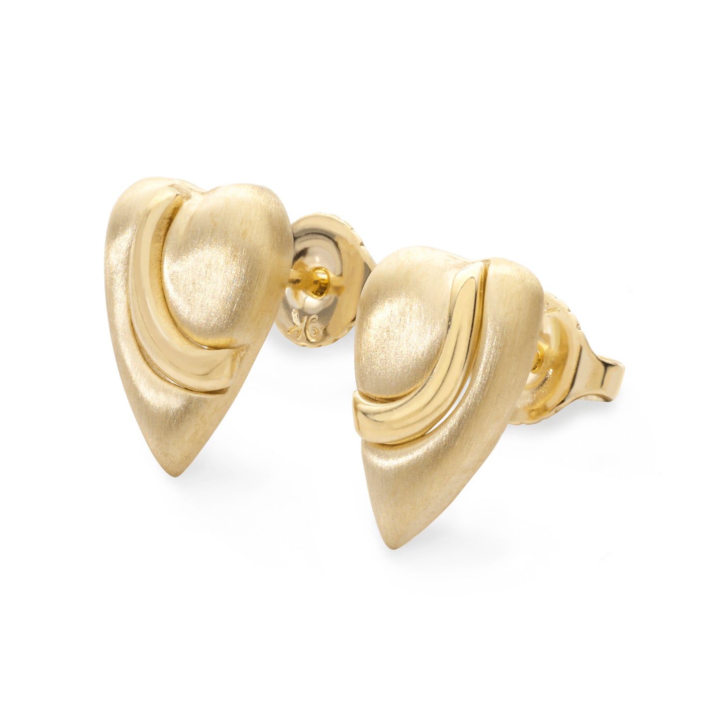 Pebble Heart Stud Earrings 9ct Gold