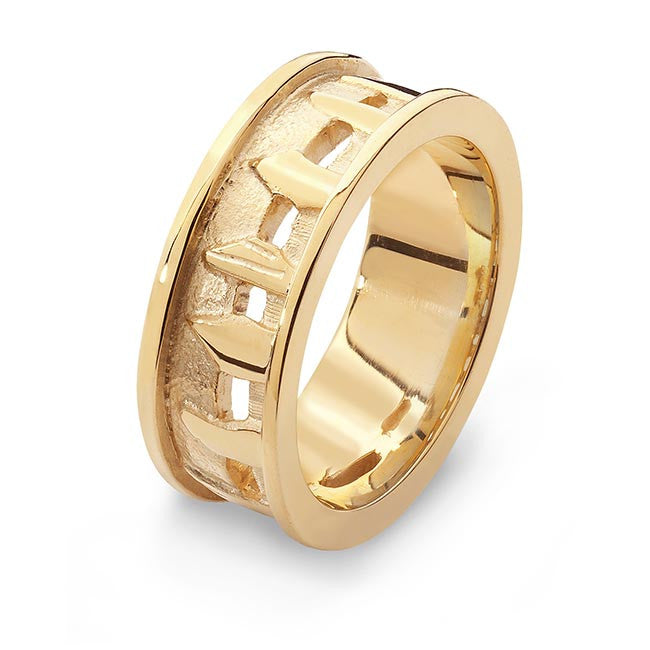 Celtic wedding ring - Ring of Brodgar Gold Wide Ring 26041-2 - Aurora Orkney Jewellery, Orkney, Scotland