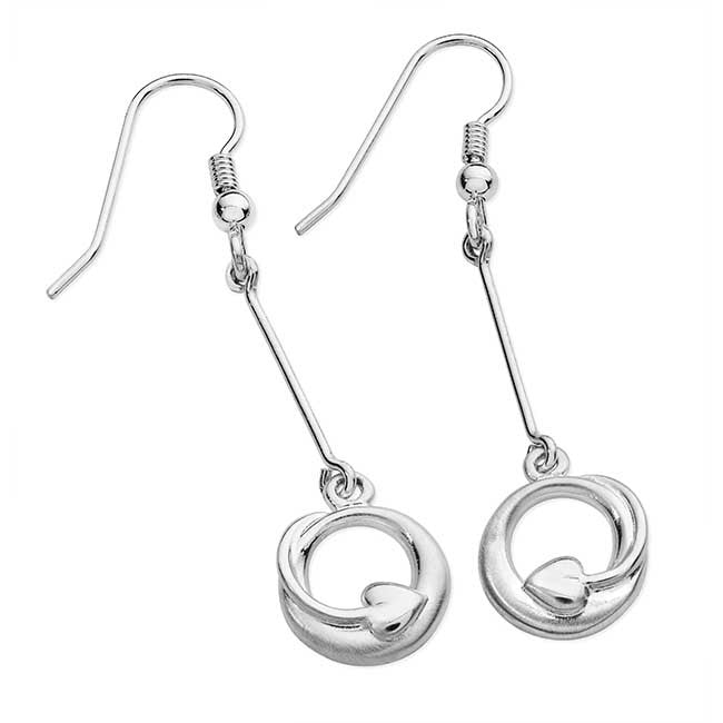 Sterling Silver, Cherish Drop Earrings  - Aurora Orkney Jewellery, Scotland