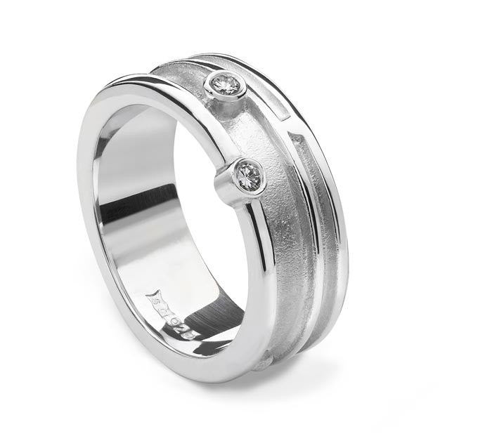 Fea Ring with Diamonds Silver 16059-1 - Aurora Orkney Jewellery, Orkney, Scotland