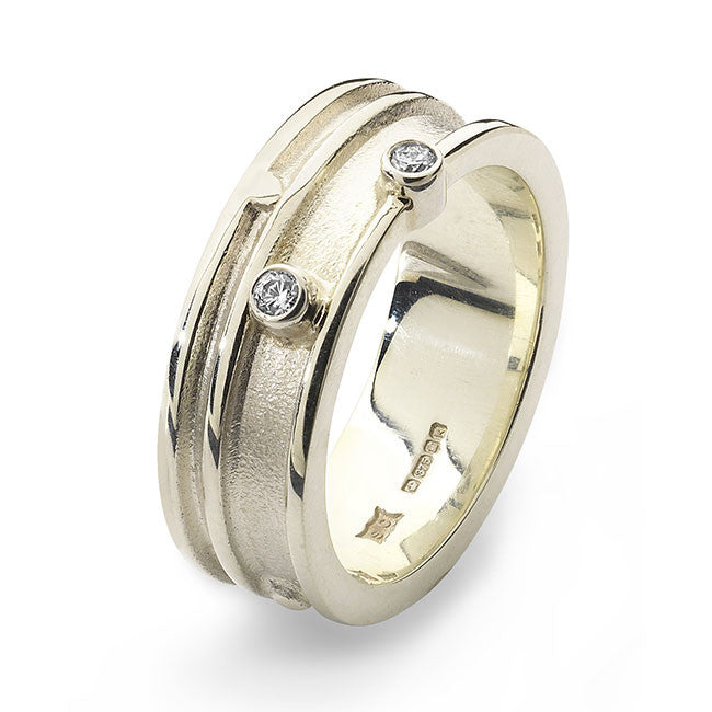 Fea Ring with Diamonds White Gold 46059-1 - Aurora Orkney Jewellery, Orkney, Scotland