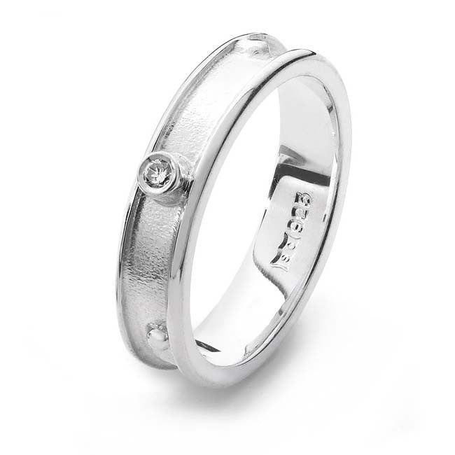Fea Ring Wide Slice with Diamond - Aurora Orkney Jewellery, Orkney, Scotland