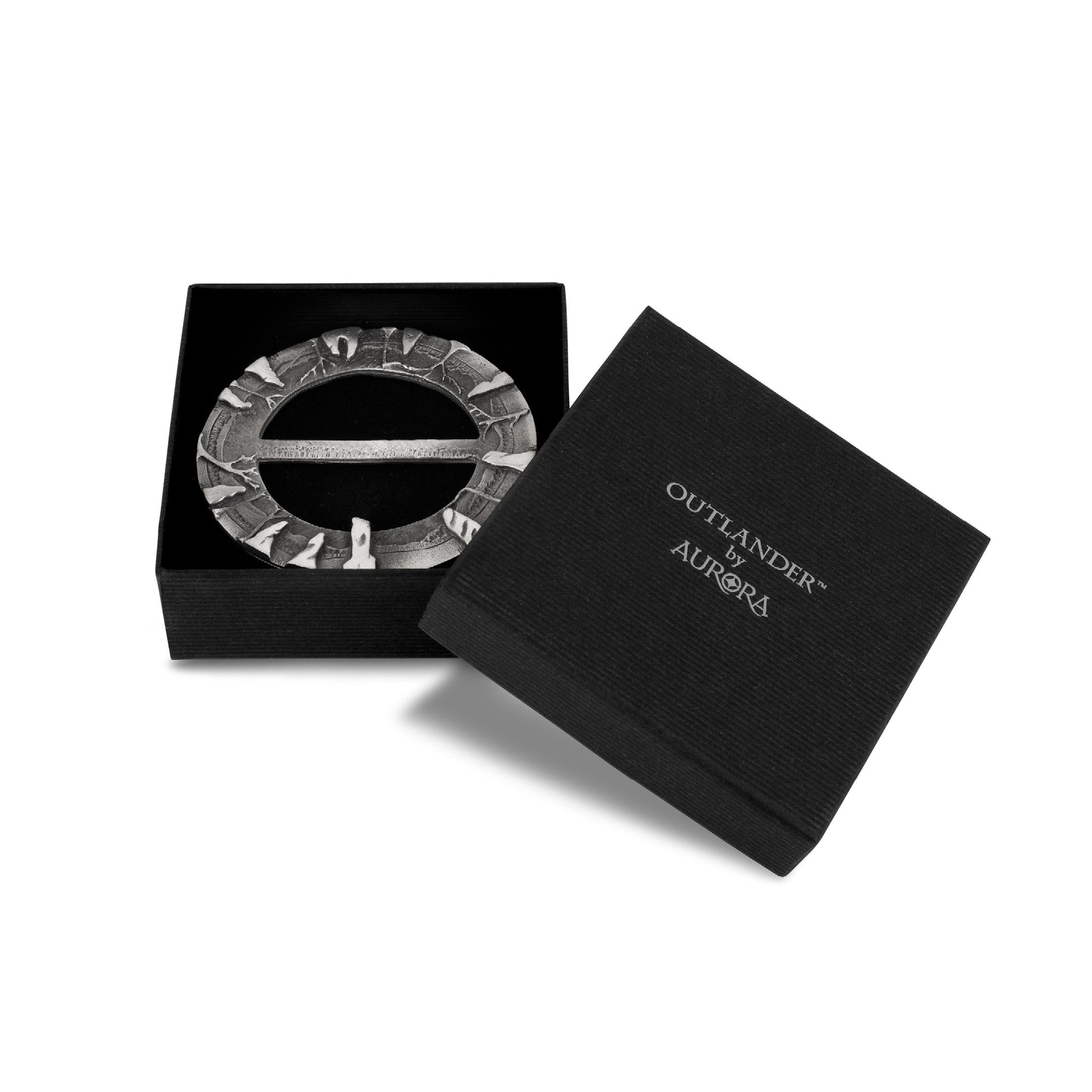 Based on the Craigh na Dun stone circle featured in the Outlander TV series, this Pewter Brooch with bar, in a box,  is handmade by Aurora Orkney Jewellery, Scotland