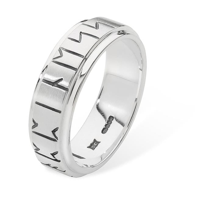 Runic Ring 6mm Silver Ring 16032-2 - Aurora Orkney Jewellery, Orkney, Scotland