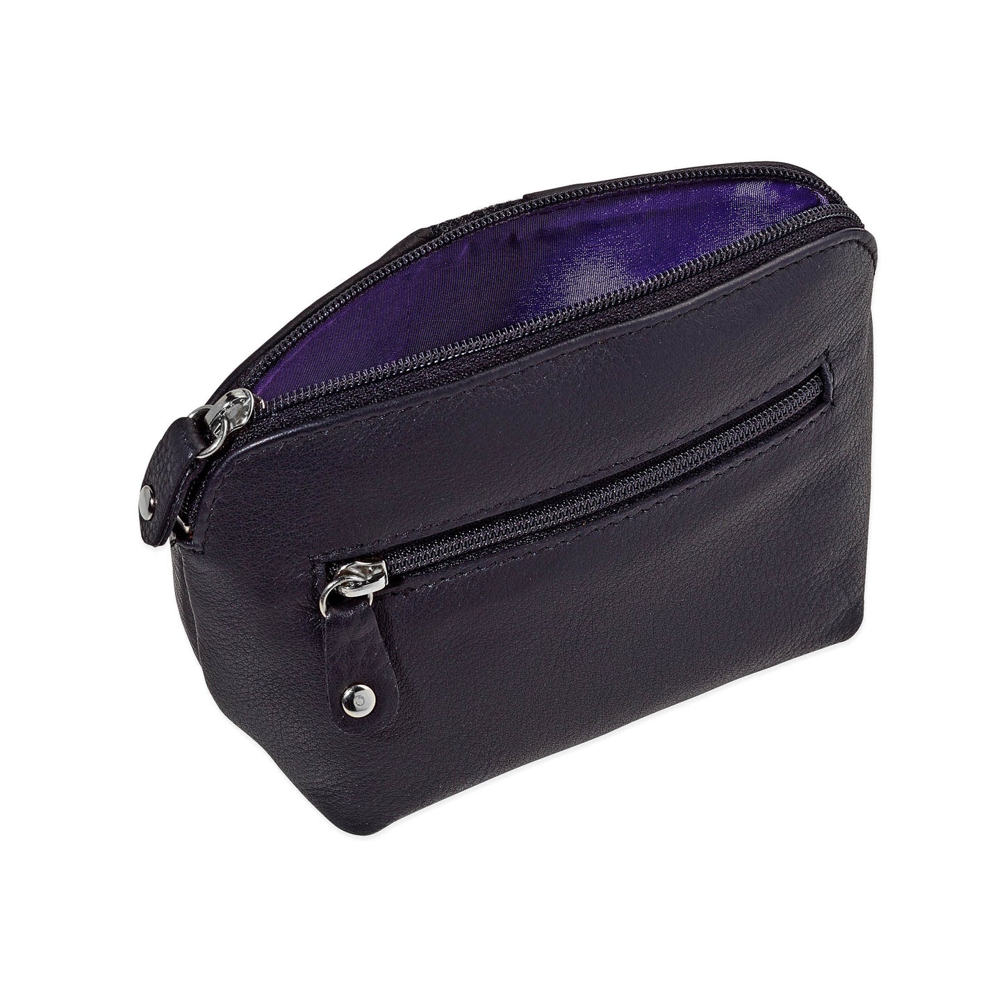 Slate Tweed and Black Leather Purse