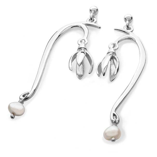 Snowdrop Long Drop Earrings 13115 - Aurora Orkney Jewellery