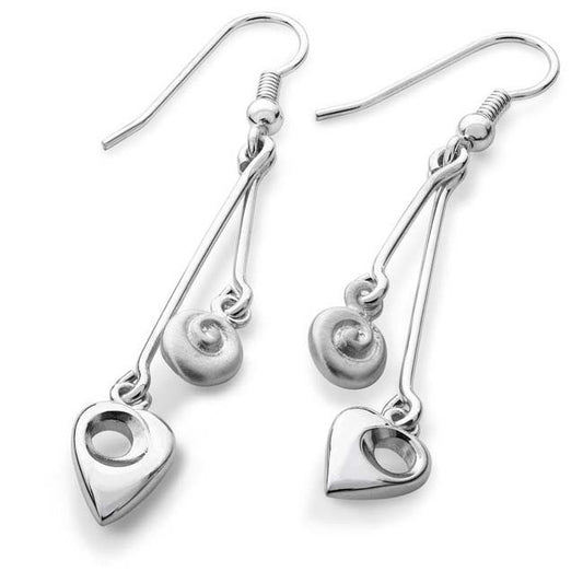 Sterling Silver, Crest Drop Earrings , by Aurora Orkney Jewellery, Scotland